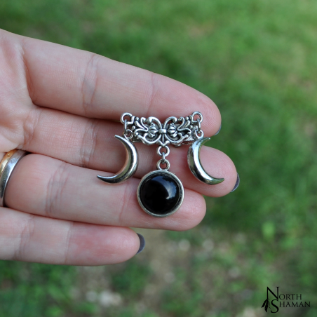 Hair barrette "Triple Lune" - Onyx