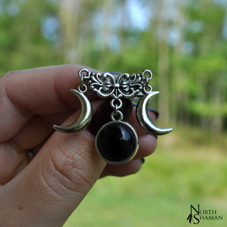 Hair barrette "Triple Lune" - Onyx