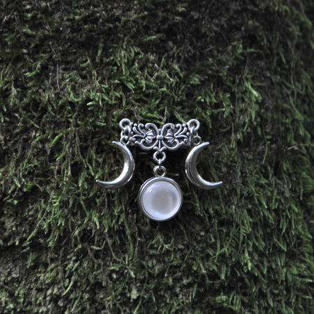 Hair barrette "Triple Lune" - White