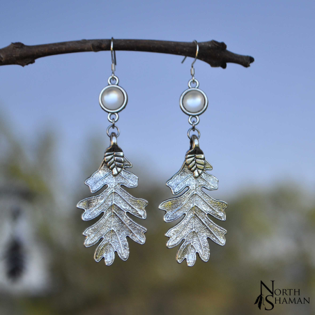 Boucles d'oreilles "Leaf of the Korrigan" - Blanc