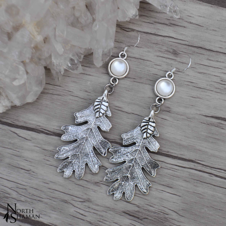 Boucles d'oreilles "Leaf of the Korrigan" - Blanc