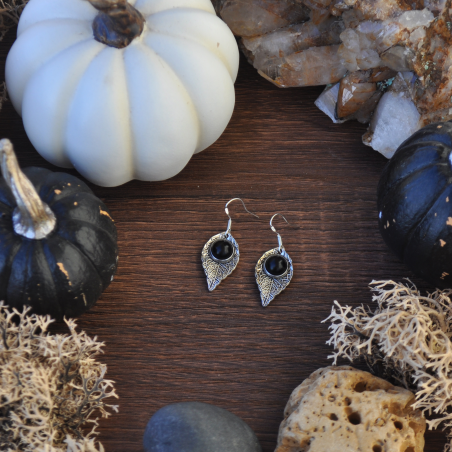 Earrings "Rain Leaf" - Onyx