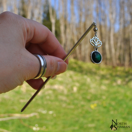 Hairstick "Little Lotus" - Dark Green