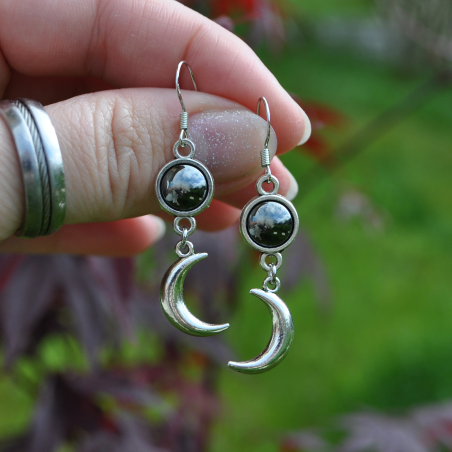 Boucles d'oreilles "Luna" - Hématite