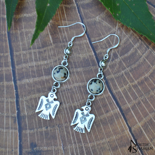 Boucles d'oreilles "Chayton" - Jaspe Dalmatien