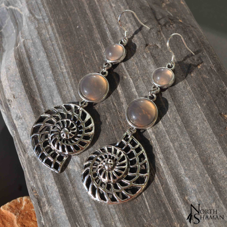 Boucles d'oreilles "Triopsys" - Agate grise