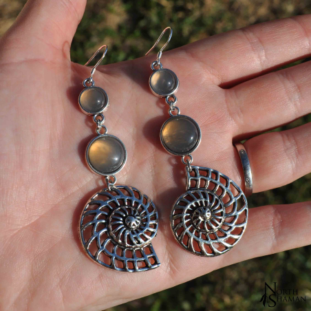 Boucles d'oreilles "Triopsys" - Agate grise