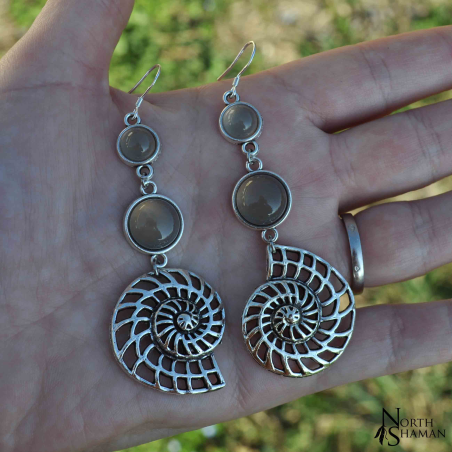 Earrings "Triopsys" - Grey Agate