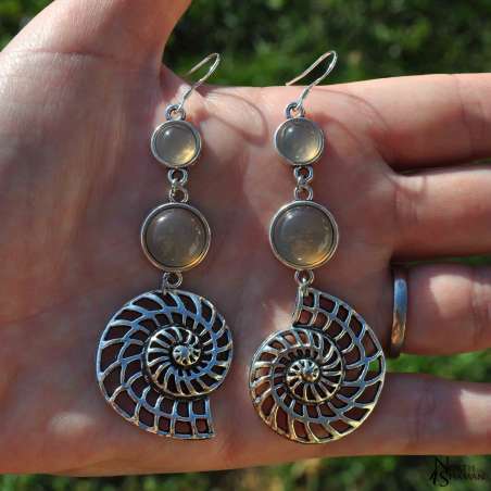 Earrings "Triopsys" - Grey Agate