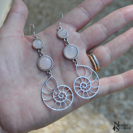 Boucles d'oreilles "Nemorha" - Quartz Rose