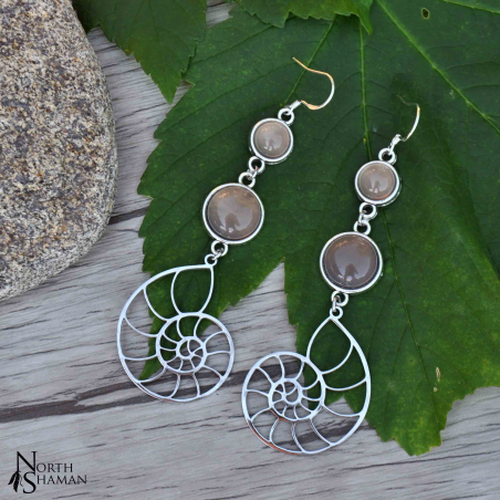 Boucles d'oreilles "Nemorha" - Agate grise