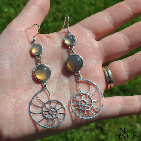 Earrings "Nemorha" - Grey Agate