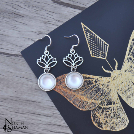 Boucles d'oreilles "Little Lotus" - Blanc