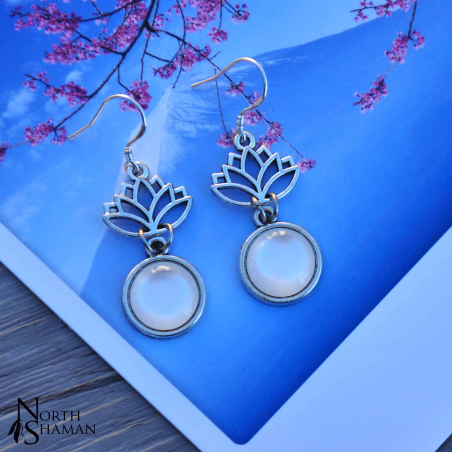 Boucles d'oreilles "Little Lotus" - Blanc