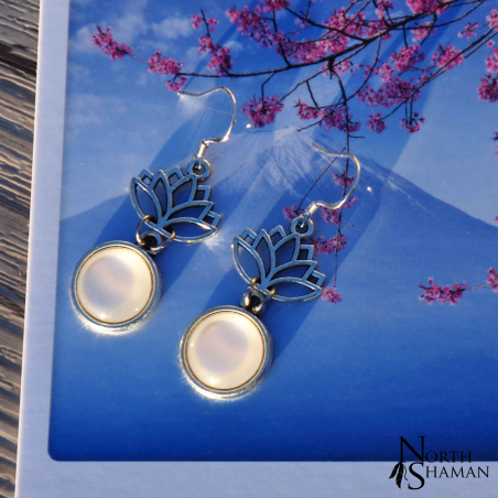 Boucles d'oreilles "Little Lotus" - Blanc