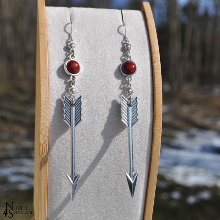 Boucles d'oreilles "Yelena" - Jaspe rouge