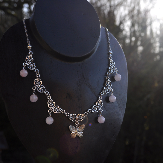 Collier "Anna" - Quartz Rose