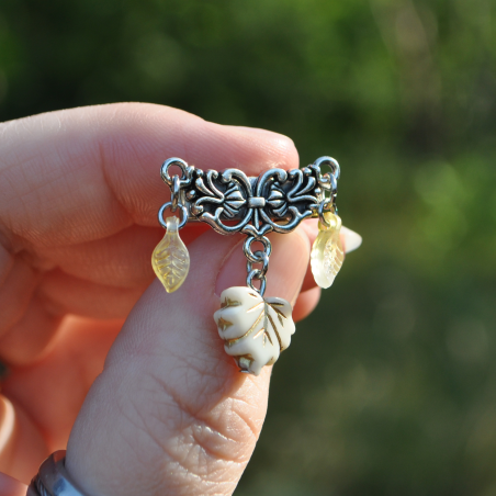 Hair Barrette ''Dancing Leaves'' - White