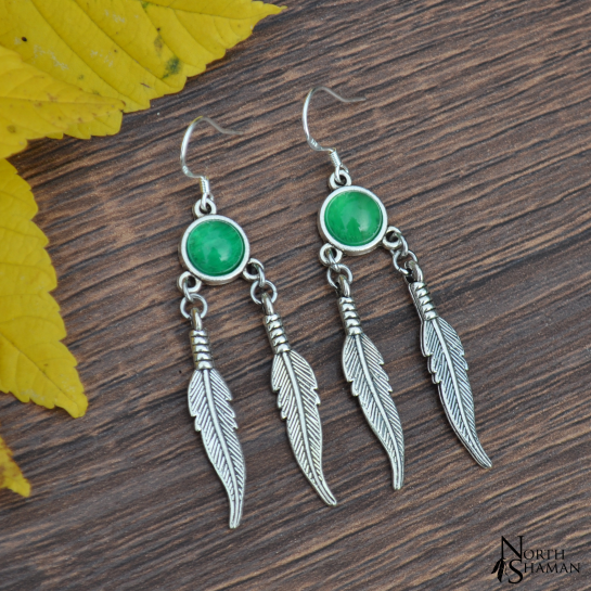 Earrings "Talaa" - Green Agate