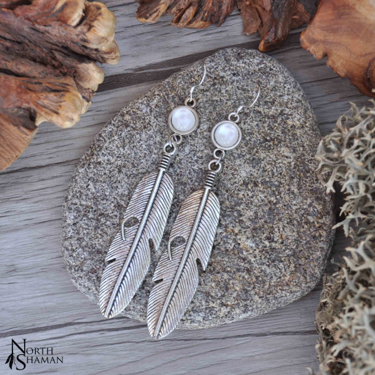 Boucles d'oreilles "Sky Feather " - Blanc