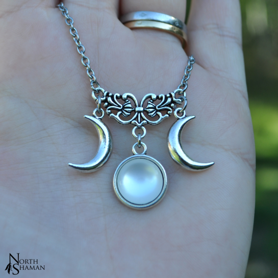 Necklace "Triple Lune" - White