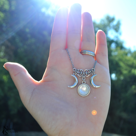 Necklace "Triple Lune" - White