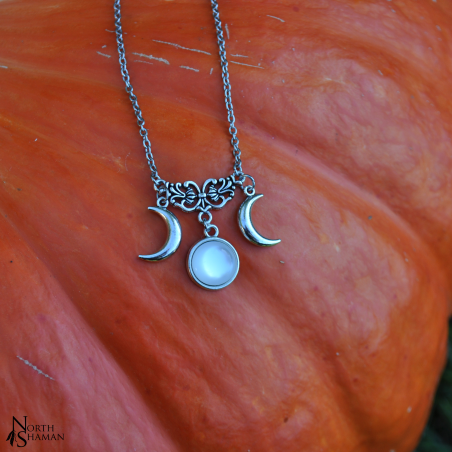 Necklace "Triple Lune" - White