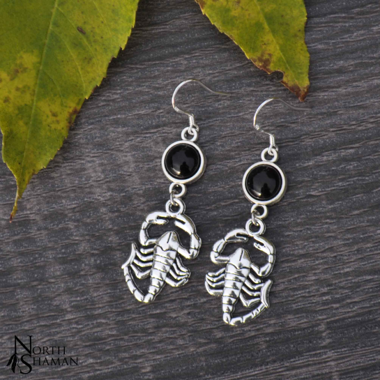 Boucles d'oreilles "Scorpion Spirit" - Agate noire