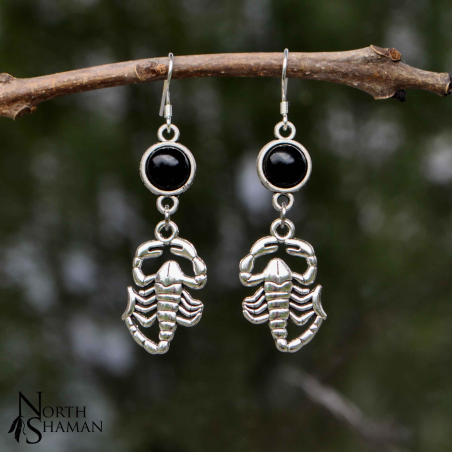 Boucles d'oreilles "Scorpion Spirit" - Agate noire