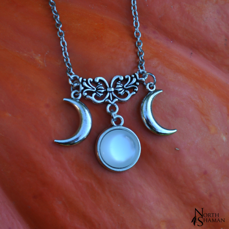 Necklace "Triple Lune" - White