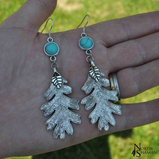 Boucles d'oreilles "Leaf of the Korrigan" - Howlite bleue
