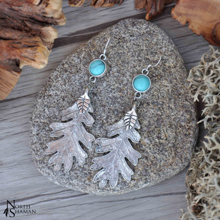 Boucles d'oreilles "Leaf of the Korrigan" - Howlite bleue