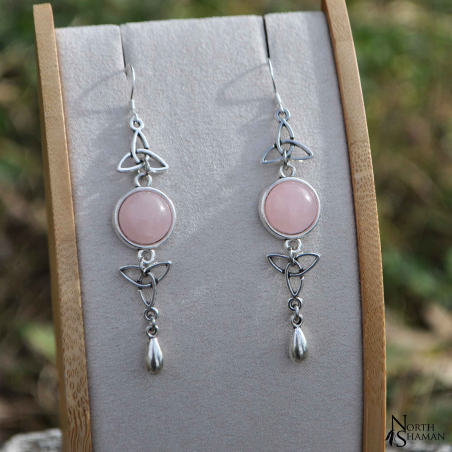 Boucles d'oreilles "Delyth" - Quartz Rose