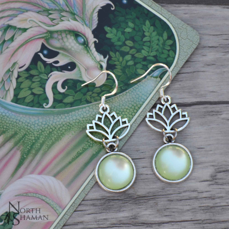 Boucles d'oreilles "Little Lotus" - Vert clair
