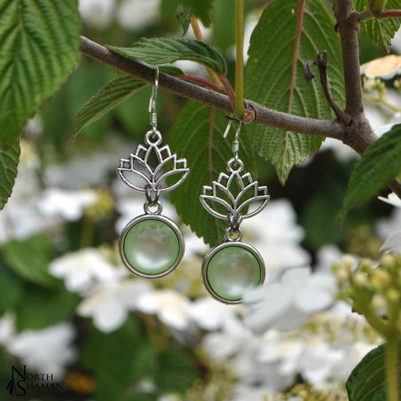 Boucles d'oreilles "Little Lotus" - Vert clair