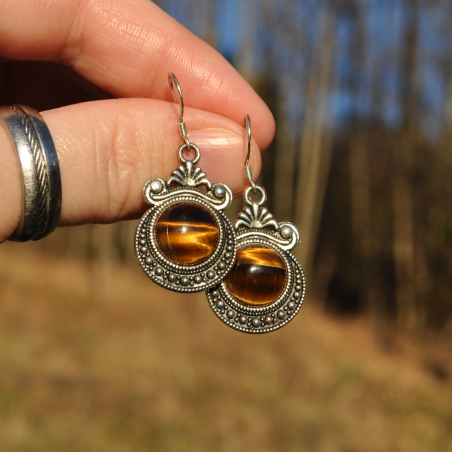 Boucles d'oreilles "Galactys" - Oeil de Tigre