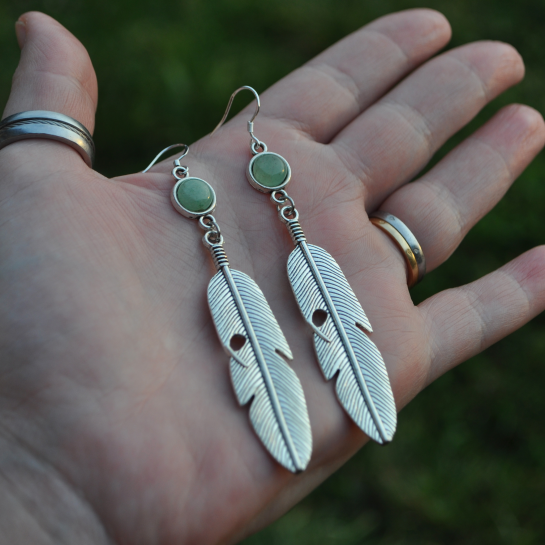 Boucles d'oreilles "Sky Feather " - Aventurine