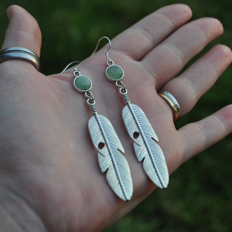 Earrings "Sky Feather" - Aventurine