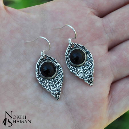 Earrings "Rain Leaf" - Onyx