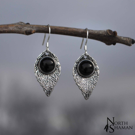 Earrings "Rain Leaf" - Onyx