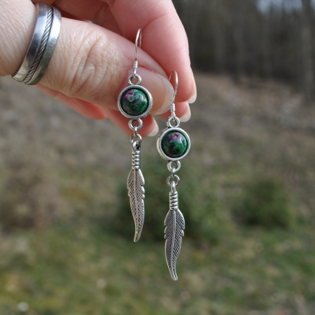 Earrings "Indian Summer" - Ruby Zoisite