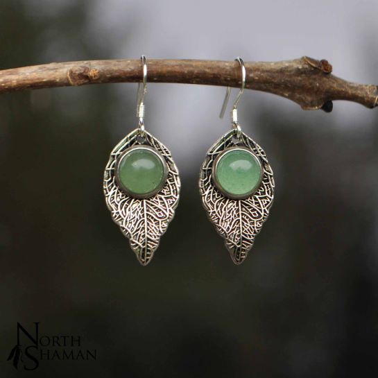 Earrings "Rain Leaf" - Aventurine