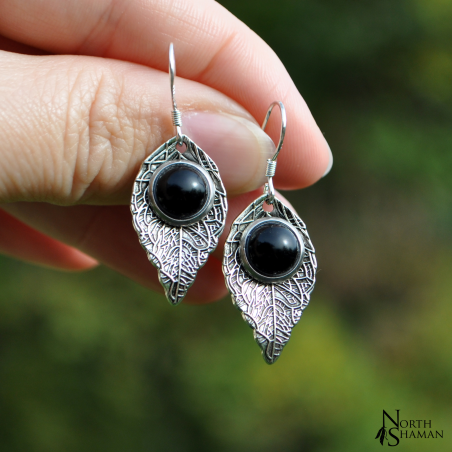 Earrings "Rain Leaf" - Onyx