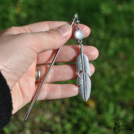 Hair stick "Sky Feather" - White