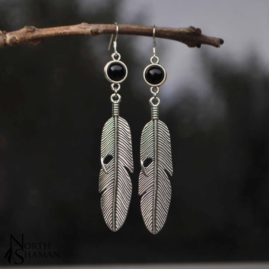 Earrings "Sky Feather" - Onyx