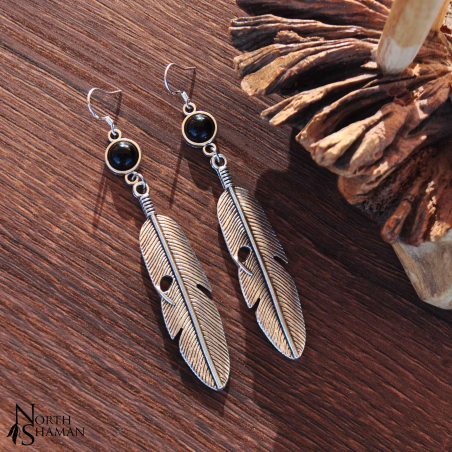 Earrings "Sky Feather" - Onyx