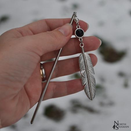 Hair stick "Sky Feather" - Onyx