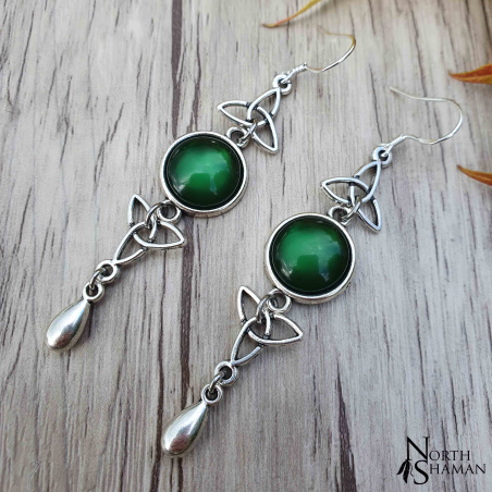 Boucles d'oreilles "Delyth" - Vert foncé