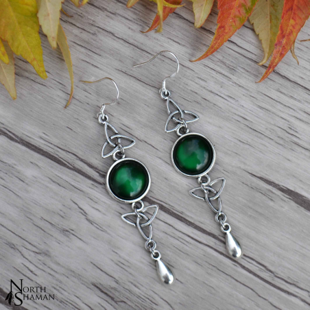 Boucles d'oreilles "Delyth" - Vert foncé