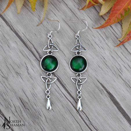 Boucles d'oreilles "Delyth" - Vert foncé